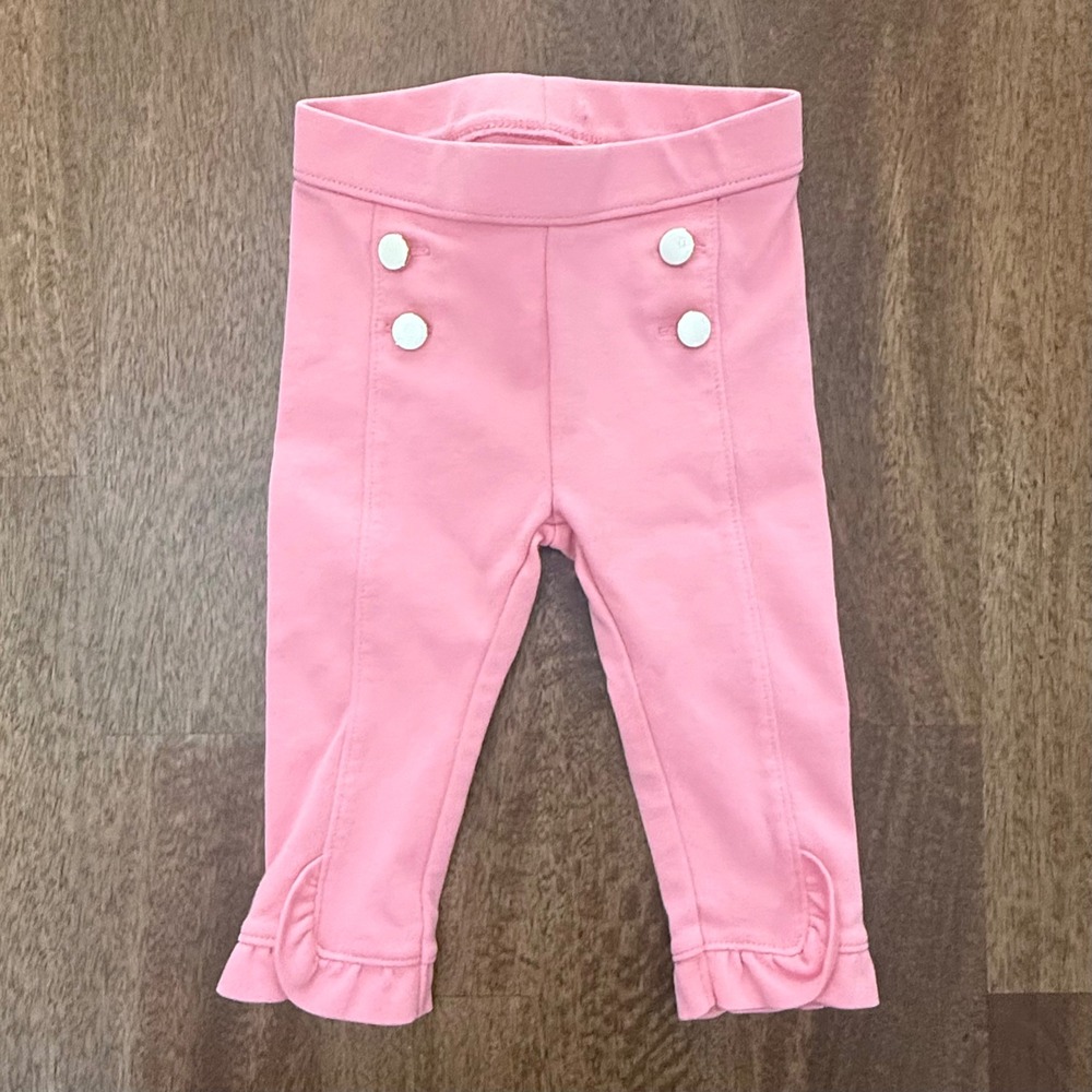Janie and Jack Baby Girl Pink Sailor Ruffle Leggings Pants 6-12 Months NEW
